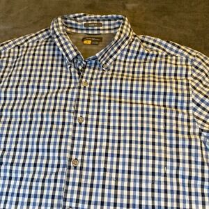 Eddie Bauer Classic Fit Gingham Short Sleeve Button Down Shirt Mens XLT XL Tall